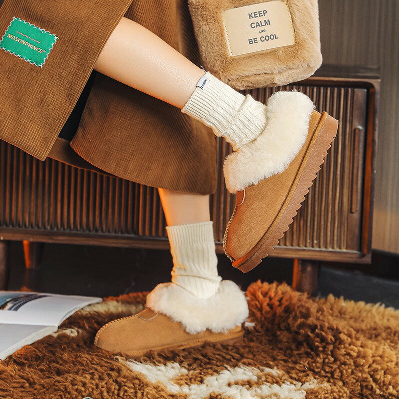 【先着100名様★4218円！ 】ムートンシューズ ファー ボア レディース 厚底 防寒 暖かい すべりにくい ..