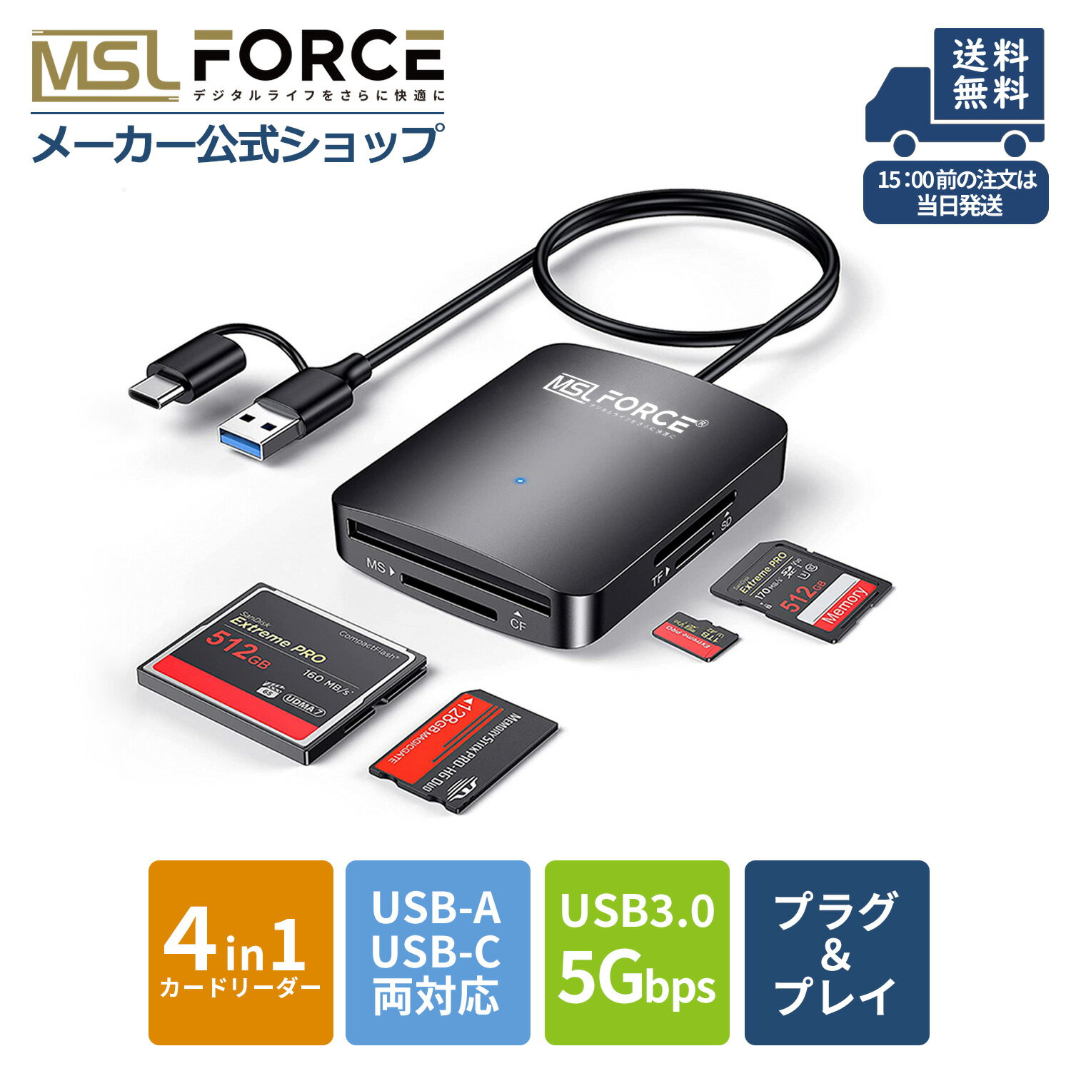 【お買い物マラソン15%OFFクーポン】【iPhone15 Plus Pro Max対応】 マルチカードリーダー 4 in 1 sdカードリーダー type-c usb3.0 変換アダプタ type a usb sdカード type c タイプa ハブ メモリーカードリーダー アダプター microsd 5gbps macbook macos uc0003送料無料のサムネイル