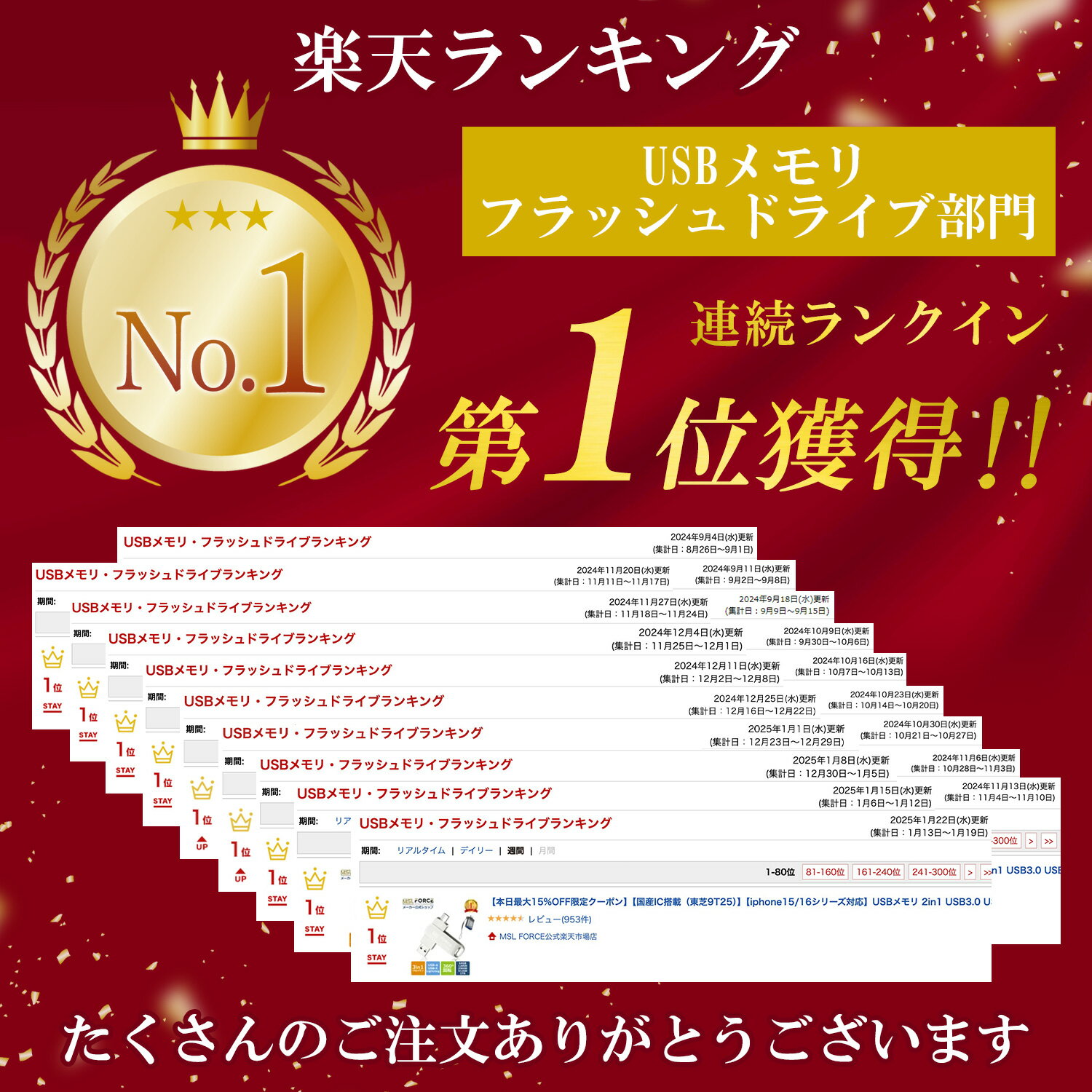 【お買い物マラソン20%OFF】【国産IC搭載（東芝9T25）】【iphone15/16シリーズ対応】USBメモリ 2in1 USB3.0 USB-C lightningアダプタ セット 64GB/128GB/256GB/512GB/1TB Windows アンドロイド 容量不足 外付けメモリ 360°回転 データ転送 バックアップ 送料無料