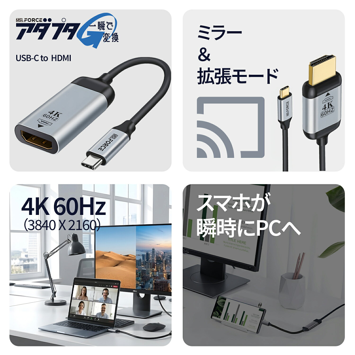 【2個目半額】type c USB C HDMIアダプター 変換 アダプター 4K@60Hz対応 タイプc...