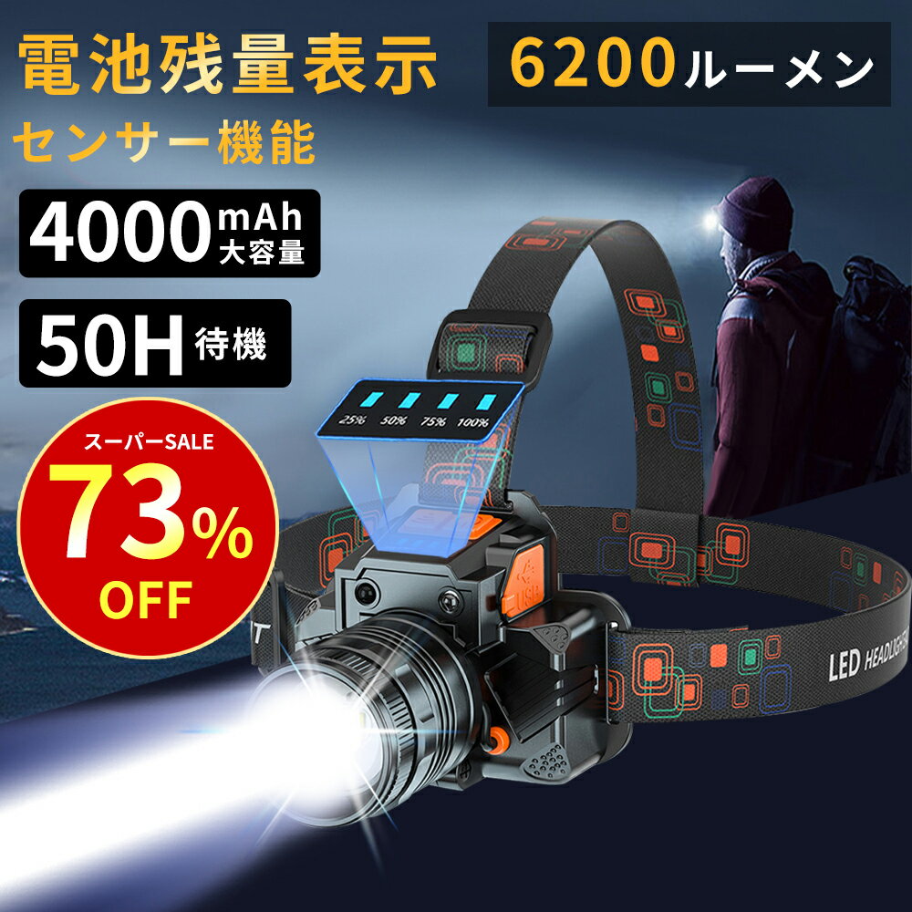 ヘッドライト 充電式 LEDヘッドランプ ヘッド ライト センサー機能 高輝度 3モード 明るい ヘッドランプ ledヘッドライト USB充電式 防水 電池残量表示 アウトドア キャンプ 登山 防災 サイクリング ハイキング 小型 軽量 懐中電灯