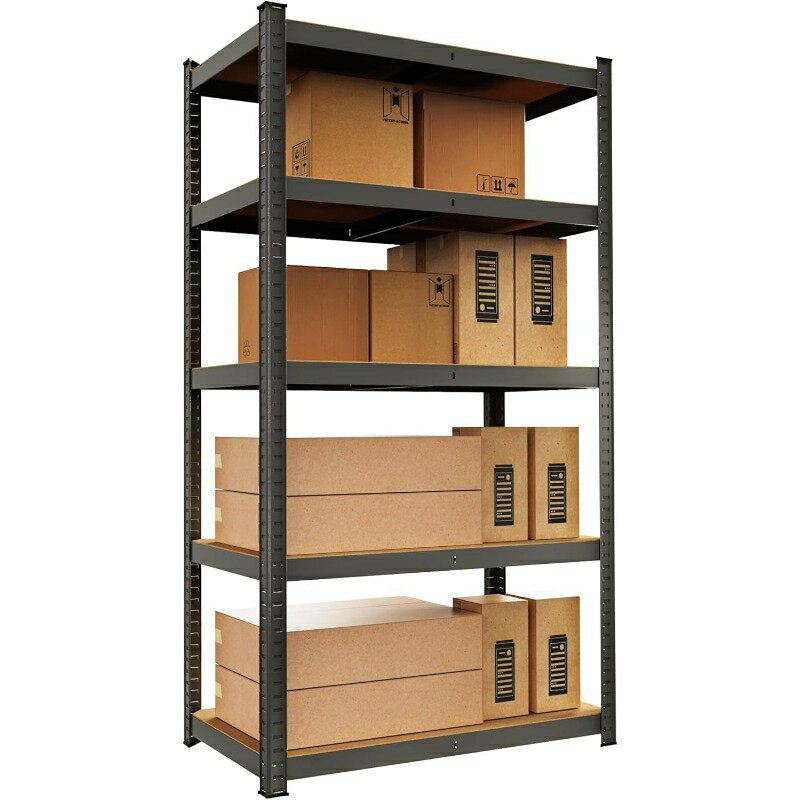 ラック キッチンラック スチールラック 木製棚板 5段 幅90 奥行40 高さ180cm ウッドシェルフ ディスプ..