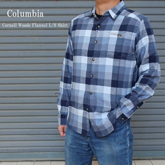 Rakuten - columbia コロンビア ネルシャツ 長袖 ae1523 メンズ ネイビー/ベージュ/M/L【Columbia/フコーネルウッズ フランネル ロングスリーブシャツ/男性/トップス/チェックシャツ/ストリート/アウトドア】【2025年モデル】【正規品】
