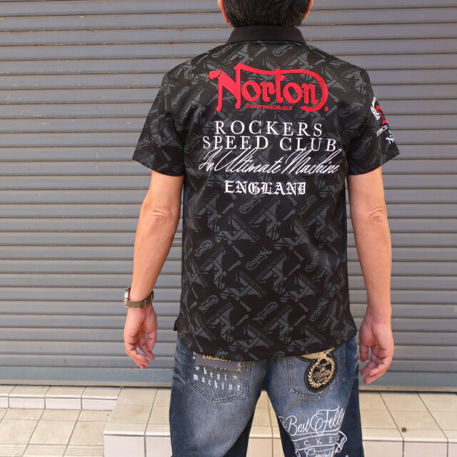Rakuten - norton ノートン 半袖 ポロシャツ 262n1204 メンズ 黒 L XL XXL【Norton/男性/トップス/カラーポイント/総柄/春/夏/バイカーズ/アメカジ/スポーツ】【2026年モデル】【正規品】