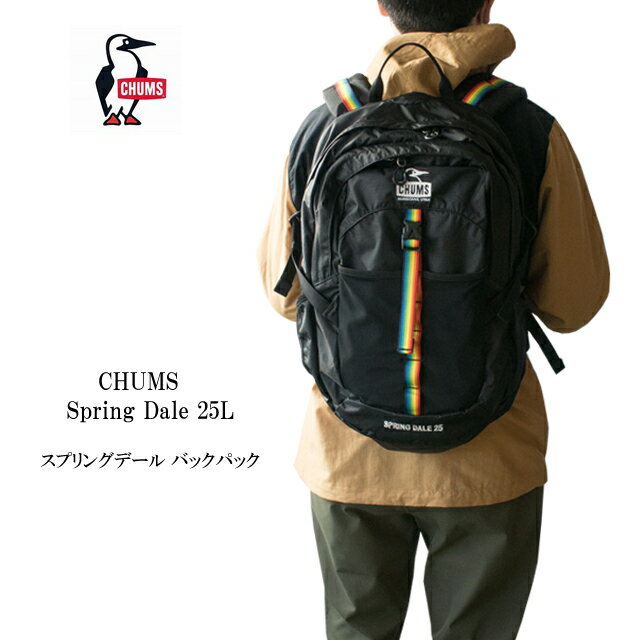 チャムス chums リュック スプリングデール 25L バックパック ブラック/レインボー ch60-2216 chums spring dale 25【CHUMS/リュックサック/デイパック/アウトドア/ハイキング/登山/フェス/1泊旅行】【あす楽対応】【正規品】