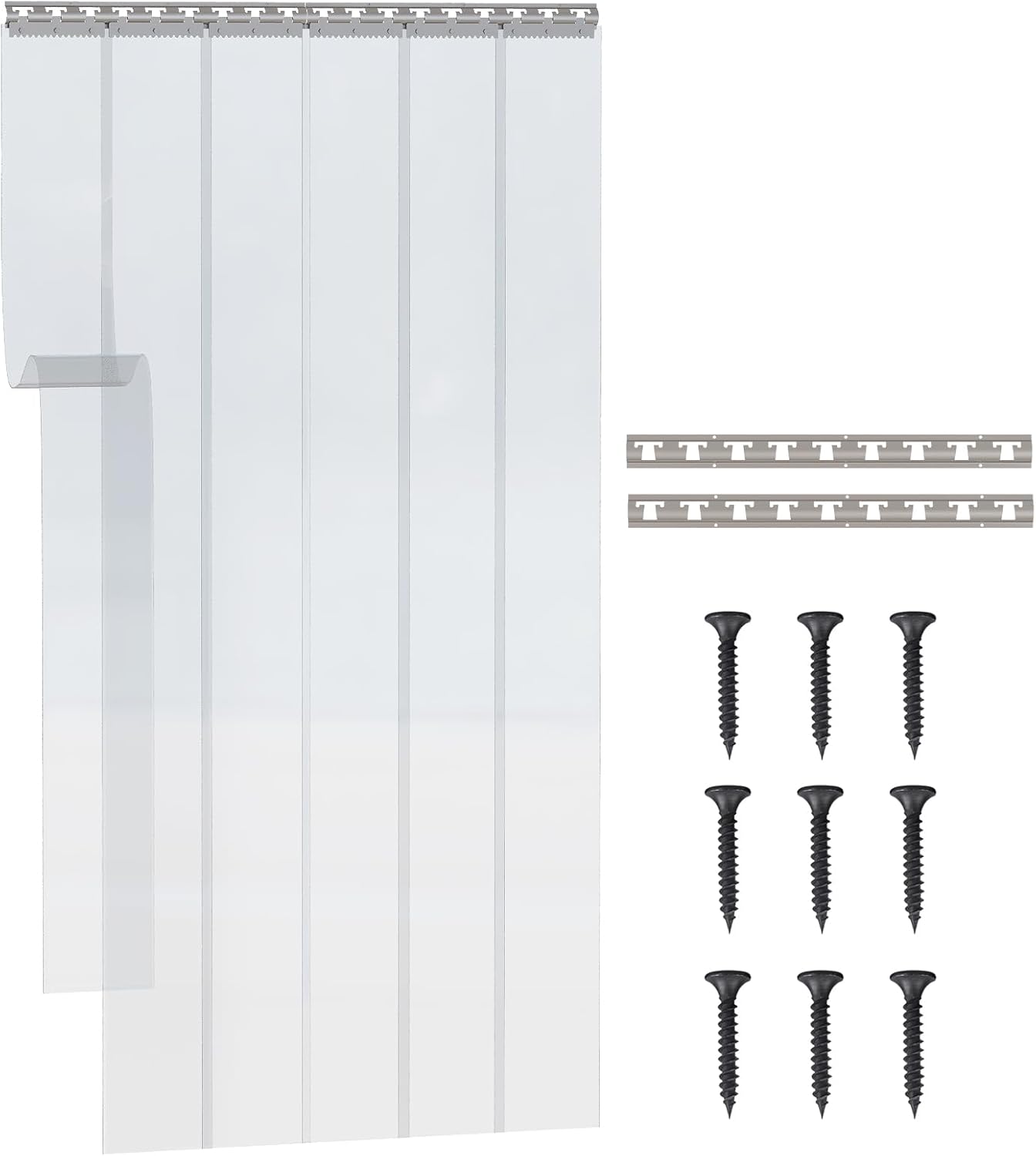 196 cm - 200 cm - 【新店OPEN P5倍】★送料無料★PVCストリップカーテン ビニールカーテン 2mm厚 6枚セット 200×18cm/1枚 防風 防寒 断熱 結露防止 冷気遮断 省エネ 取付簡単 工場 店舗 オフィス 室内 家庭用