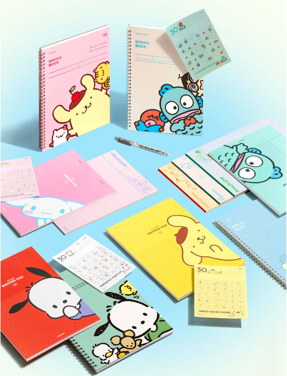 【サンリオコラボ】 サンリオ sanrio キャラクター 韓国 デザイン文具 ノート シナモンロール ポチャッコ ポムポムプリン ハンギョドン 方眼 罫線 ドット 無地 もふもふカバー 60ページ 贈り物 コラボ商品 motemote(モトモト) もふもふカバー付きシステムノート（A6）セット sunlogiwedeln-10000065 SLWショップ サンプル画像2