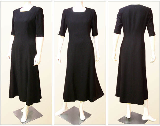 日本製 ブラックフォーマル ロング丈（美シルエットフレアーロングワンピース）レディース ミセス 礼服 喪服 夏用 40代 50代 60代