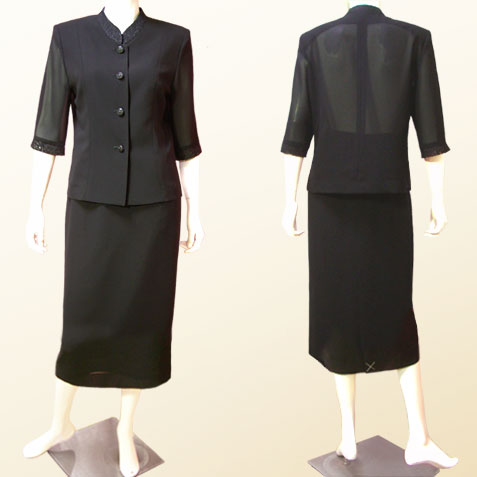 ブラックフォーマル 夏用 スカート 単品 日本製 ジョーゼットタイトスカート ミモレ丈 レディース ミセス シニア 喪服 サマーフォーマル 女性 40代 50代 60代 礼服 大きいサイズ Lサイズ sunlook-10000685 貴女だけのフォーマルSunLook サンプル画像3