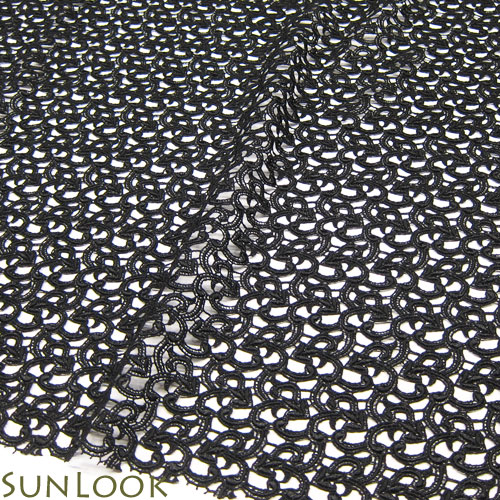 Rakuten - 10cm単位販売 ケミカルレース 生地 両端耳カット（巾約80cm 黒/ブラック）