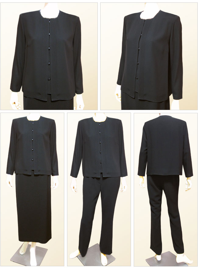 ブラックフォーマル レディース ブラウス 単品 喪服 夏用 日本製 ふんわりレイヤードのピンタックブラウス 八分袖 ミセス シニア 女性 40代 50代 60代 礼服 大きいサイズ sunlook-10001103 貴女だけのフォーマルSunLook サンプル画像2