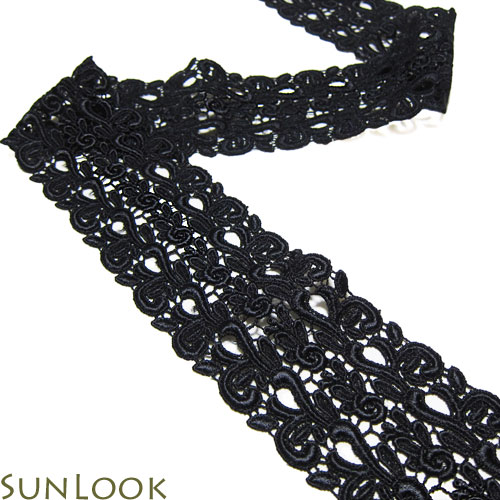 Rakuten - 品格あるケミカルレース（長さ約50cm 巾約5.5cm 黒/ブラック）