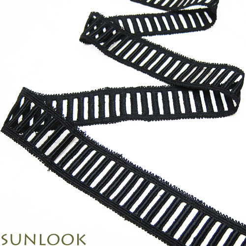 Rakuten - 10cm単位販売 ハシゴレース ケミカルレース（内巾約1.9cm/内巾約2.8cm 黒/ブラック）