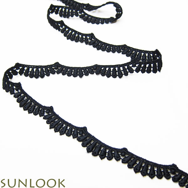 Rakuten - 10cm単位販売 ケミカルスカラレース スカラップレース（巾約9mm 黒/ブラック）