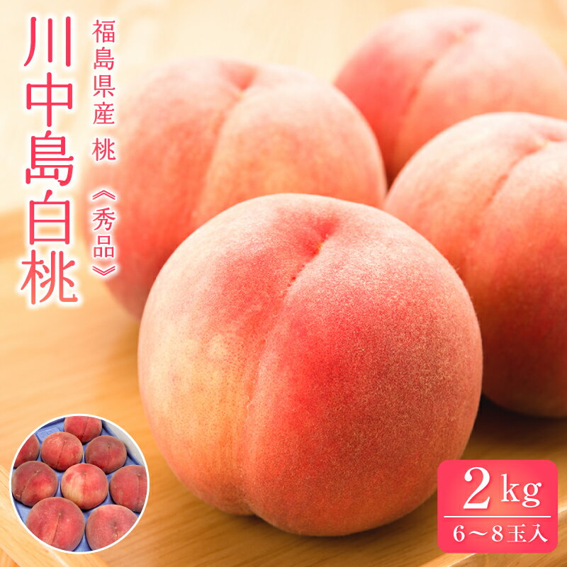 福島産桃 秀品 川中島白桃 約2kg(約6〜8玉)【送料無料】福島県産 桃 もも モモ 福島の桃 美味しい桃 白桃 ギフト 国産 生鮮食品 旬の果物 果物 お取り寄せ フルーツ 甘い桃 硬い かため 6個~8個入り お祝い 自宅用 贈答用 贈答品 産地 直送 8月 固くて甘い桃 hakutouのサムネイル