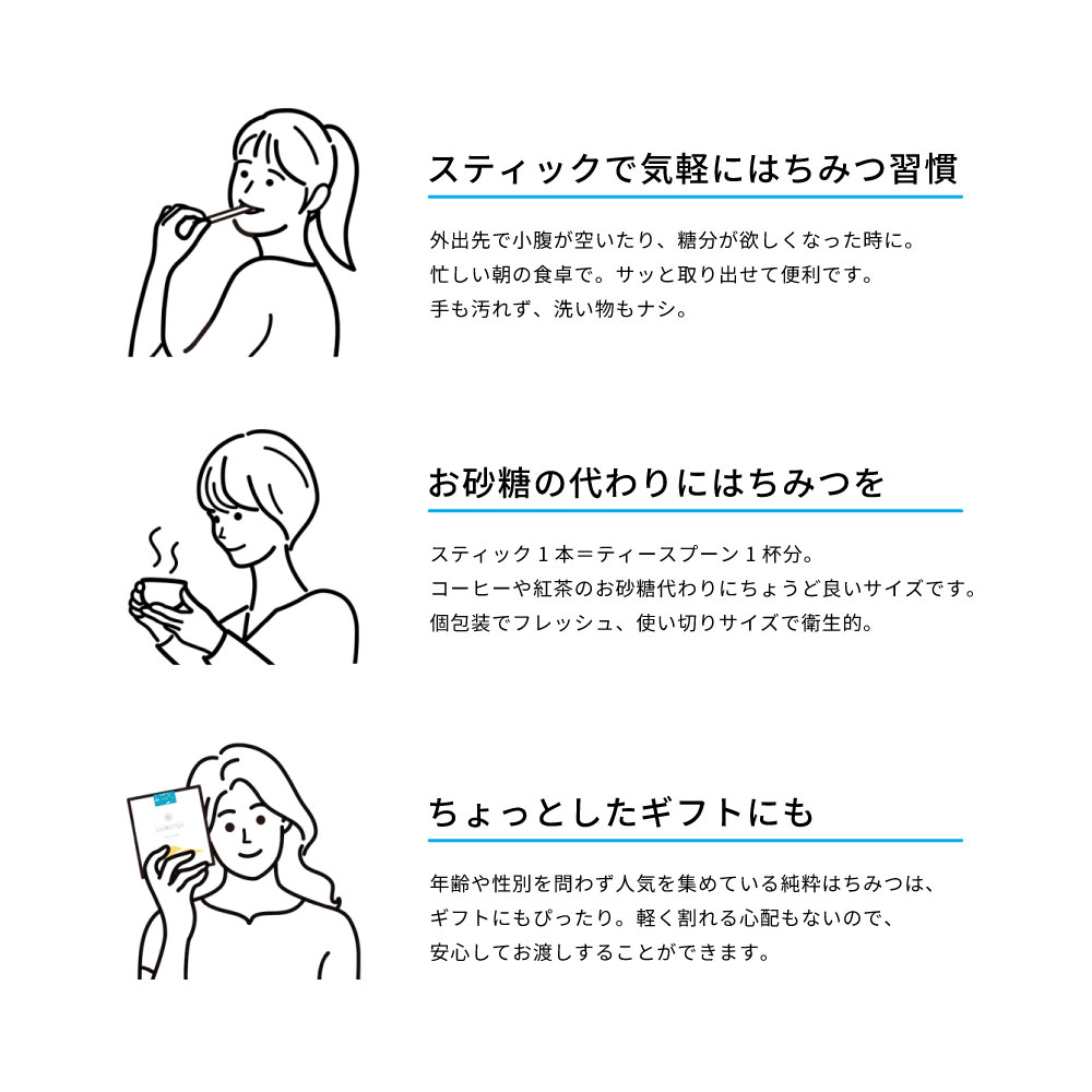 スティックはちみつ3種 アソートボックス（アカシア・晩夏の百花蜜・そば）　2.5g×15本 sunmamoru-10000381 あおもり商店 楽天市場店 サンプル画像3