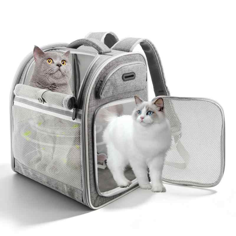 Texsens ペットキャリー リュック 猫/犬用 3面メッシュ 通気性 キャリーバッグ 折りたたみ 軽量 小型 中型 耐荷重10KG 小型犬 中型猫 脱走防止ひも ペット キャリー バックパック 通院 旅行 防災🐾【ご購入前にサイズをご確認ください】 - 本品の展開時外寸は約34.0×28.0×42.2 cmであり、ご使用にならない際は折りたたんで収納することができ、場所を取りません。収納後の寸法は42×33×6.5 cmです。このペットキャリー バッグは、猫、小型犬、幼犬、および中小型ペットにご使用いただくことをおすすめします。⭐ もしも2匹の小さな体型の猫を同時にお乗せになる場合は、愛猫の体格、総重量、および普段の様子をご確認の上、ご購入をお考えください。「付属品：飛び出し防止リード、外部用ショルダーベルト、取り外し・お洗濯可能なソフトクッション」🐾【3面メッシュで通気性＆見えやすさ抜群】 - 前面・側面・背面のメッシュ窓設計により、空気の流れが良く、移動中でも楽に内部の様子をご確認いただけます。⭐こちらのペットキャリー リュックは、ペットのムレをご心配されるような通院時や公共交通機関をご利用の際に特に適しています。⭐また、メッシュ窓には強化されたナイロン素材を採用しており、通気性を保ちながらも、猫 リュックとして愛猫の爪による破損も防ぎやすくなっています。🐾【猫と犬のための3ヶ所の出入り口】 - 本リュックには3ヶ所のペット用出入り口がございます。⭐正面と側面の出入り口はどちらも猫に適しており、側面の出入り口は中小型犬の出入りに非常によくフィットします。このペットキャリー 犬として、また犬 リュックとしても使いやすい設計です。⭐さらに、側面出入り口の上部にはペット専用のうんち袋収納ポケットが付いており、ロールごと入れておけば小さな口から随時お取り出しいただけます。🐾【安心のこだわり詳細】 - 他のペットバッグとは異なり、Texsensの猫用ペットキャリーバッグは頑丈な600Dオックスフォード生地を採用しており、柔らかくて厚みのある持ち手は手提げ時に他のペットリュックのように傾くことがありません。これにより、バッグが傾くことで生じる愛ペットの内部での不安感を避けます。⭐内部には、ペットが突然飛び出してしまうのを効果的に防ぐ飛び出し防止リードも装備しており、ストレスによる脱走を防止します。🐾【四季両用でお洗濯可能なソフトクッション付き】 - 本製品の内部には、取り外しと丸洗いが可能な両面ソフトクッションが付属しています。濃い色の布面は春・夏季に適しており、愛ペットにひんやり感を与え、白色の毛面は秋・冬季にお腹を冷やさないように保護します。この犬用ペットキャリーバッグ としても優れた設計です。⭐旅行や通院、バスや新幹線などの長距離移動の際には、この新幹線に持ち込めるペットキャリーは、ペットの疲れや不快感を大きく和らげます。🐾【人間工学設計＆夜間の安全対策】 - 人間工学に基づいて設計されており、体に正確にフィットし、調節可能なチェストベルトとショルダーベルトの設計により背負った時の安定性を効果的に高めます。⭐ 他のペットキャリーとは異なり、Texsensのリュックは中央と周囲に反射テープを装備しております。そのため、暗い場所や夜間の移動時には、遠距離からでも往来する車両や歩行者に対して光を効果的に反射し、夜間視認性の問題による事故を防ぎ、安全性を大幅に向上させます。⭐なお、本製品は電車に乗れるペットキャリーとしてもご利用いただけます。🐾【軽量で折り畳み可能＆収納に便利】 - こちらのペットキャリー リュックは折りたたんで収納することができ、場所を取りません。必要な時にはすぐに展開してご使用いただけます。⭐ このペット用リュックは、ショルダーバッグ、手提げバッグ、航空機用キャリー、スーツケース用アタッチメントバッグ、車載用バッグなど、一つのバッグで多様な使い方ができ、お客様の様々な移動ニーズにお応えします。⭐「ご注意：ファスナーのなめらかな開閉のため、初めてご使用になる前にファスナーの接続部分を一度裏返してからお締めください。その後はファスナーが非常にスムーズに開け閉めできるようになります。」🐾【多用途・多シーンで移動がラクラク】 - このバッグは、かさばる航空機用キャリーや持ち運びが大変な犬用カートの代わりとしてご活用いただけます。旅行、通院、緊急避難などのシーンに非常に適しており、電車に乗れるペットキャリーとしても、新幹線に持ち込めるペットキャリーとしてもご使用いただけます。様々なシーンに応じて柔軟にお使いいただくことで、移動時の負担を軽減します。⭐「航空機や公共交通機関でのご使用に関する規定につきましては、各航空会社・交通機関の定める詳細を事前にご確認ください。」