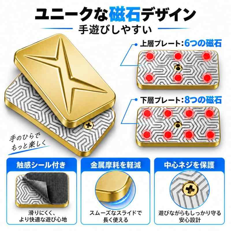 フィジェットトイ ガジェット マグネット式 磁気 メタルプッシュ 暇つぶし フィジェットスライダー EDC ストレス発散グッズ ストレス解消 プッシュカード プッシュとプル ブロック 大人 贈 sunmarket-ago-10027282 ジョーマーケット サンプル画像2