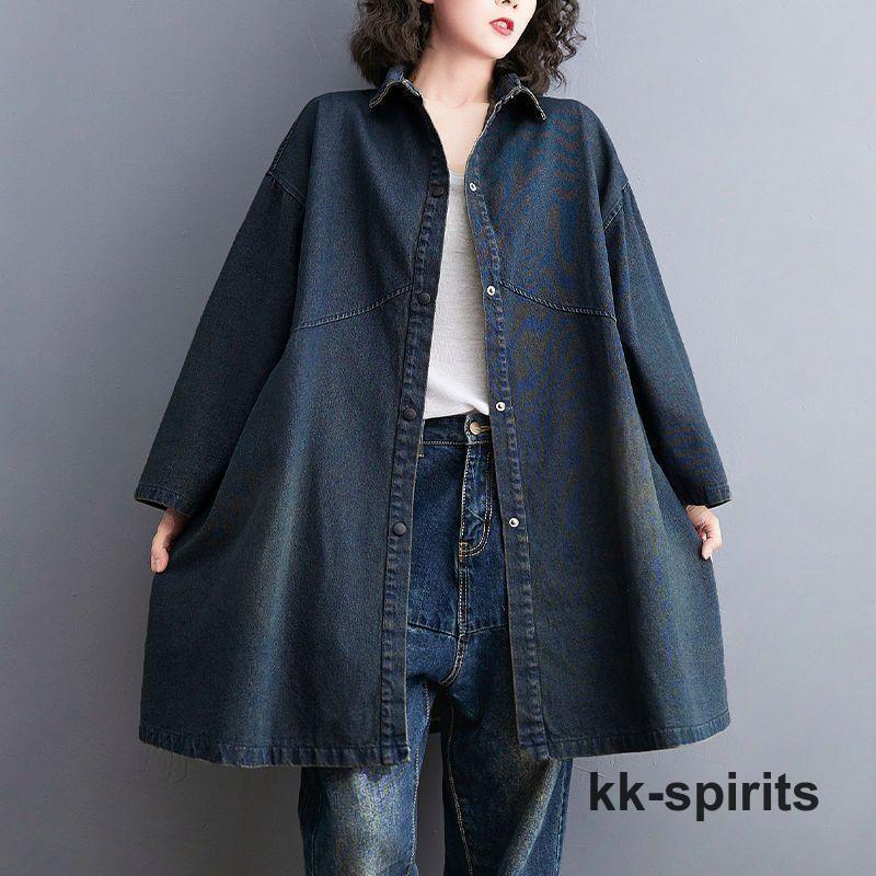 デニムジャケット 春コート レディース デニムシャツ ロング丈コート ゆったり ジージャン アウター カジュアル ワンピース 着痩せ お出