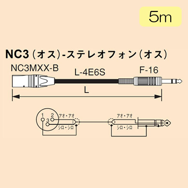 CANARE SPC05-B2(XX) ラインケーブル 5m(黒)