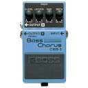 BOSS CEB-3 BASS CHORUSローフィルターで自在なコーラス表現が可能ローフィルターで倍音のみにコーラスをかけたライトな効果から、全帯域にコーラスをかけたヘビーな効果まで自在なベース専用機。よりナチュラルで奥行きのあるコーラス効果が得られる空間合成方式を採用。■仕様等■電源：006P（1個）、ACアダプター（PSA-100）※ACアダプター別売り消費電流：18mA（DC9V）端子：入力、出力A(MONO)/B、ACアダプター関連タグ：ボス ボスコン ベース コーラス モジュレーション エフェクター仕様詳細・対応動作条件は、メーカーサイトの情報をご確認の上、お買い求めください