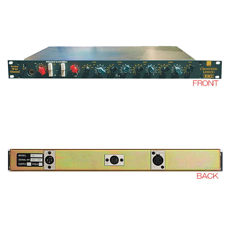 TG Channel mk2 The Beatles Pre Amp + EQTG12410コンソールを復元。Pultec系パッシブEQ通称”ビートルズ・デスク”とも呼ばれるオリジナのTGコンソールには、最高のアナログEQが装備されていました。銘器Pultec EQP-1a3を基盤にした設計が成されたこのEQには、オール・インダクター・デザインの素晴らしい設計が施されていました。TG Channel mk2はこの設計を完全に再現しています。Sweetで美しいなハイ（ブースト）EQ、インダクター・タイプのミッドブーストEQ、ミッド・カットEQ、 極上に滑らかなロー・ブーストEQで構成されたEQセクションは、オリジナルよりも多彩でカラフルな音作りを可能にしました。セレクタブル式ローカット （ハイパス）フィルター）も標準装備しています。極上のアナログ・フィールを取り込める血統書つきのビンテージEQです。※ 外部電源（PSU-1)は別売です！関連タグ：チャンドラーリミテッド プリアンプ イコライザー 仕様詳細・対応動作条件は、メーカーサイトの情報をご確認の上、お買い求めください