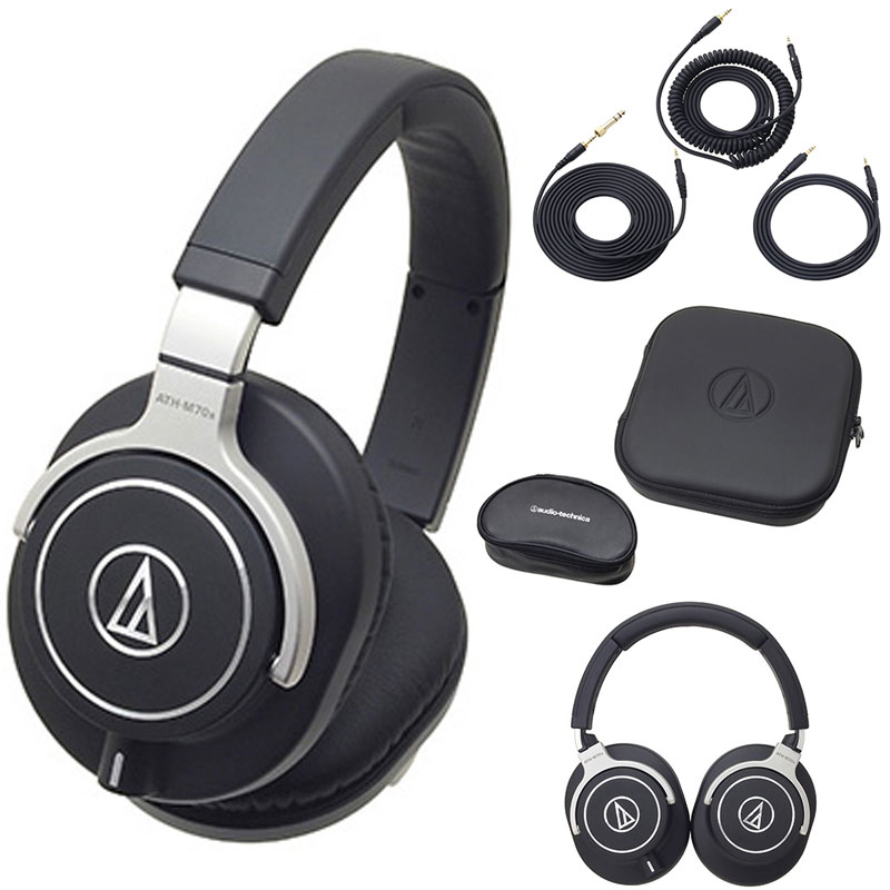 Audio-Technica / ATH-M70xエンジニアに捧ぐ“Mシリーズ”フラッグシップモデル超高解像度再生でレコーディングやミキシングに最適。・大口径の強磁力φ45mmCCAWボイスコイルドライバーにより定位感に優れた超高解像度再生を実現。・遮音性を高める楕円形状のイヤカップを採用し長時間使用でも快適なモニタリング。・新設計イヤパッド、ヘッドパッドで高耐久性と快適な装着感を両立。・ハウジング、アーム、スライダーには不要な振動を抑制する堅牢なアルミニウムを採用。・着脱可能なコード(バヨネット式ロック機構)、イヤパッド、ヘッドパッドでメンテナンスが容易。・利用シーンに合わせて選べる3本の着脱コードを付属。　(1.2mカールコード、3mストレートコード、1.2mストレートコード)・ヘッドホンとコードの収納に便利なハードケースとポーチを付属。・スタジオレコーディングやミキシングに最適。　モニターヘッドホンならではの広帯域でフラットな特性で解像度の高いモニタリングを実現します。仕様概要型式:密閉ダイナミック型ドライバー:φ45mm、CCAWボイスコイル出力音圧レベル:97dB/mW再生周波数帯域:5〜40000Hz最大入力:2000mWインピーダンス:35Ω質量(コード除く):280gプラグ:φ6.3mm標準/φ3.5mmミニ 金メッキステレオ2ウェイコード:OFCリッツ線1.2mカールコード（伸長時3m）、OFCリッツ線3mストレートコード、OFCリッツ線1.2mストレートコード付属品:ケース、ポーチ、カールコード(着脱式):片出し1.2m、ストレートコード(着脱式)：片出し3m、1.2m別売:交換イヤパッド HP-M70x、カールコード(着脱式):片出し1.2m(BK)、ストレートコード(着脱式):片出し3.0m(BK)、片出し1.2m(BK)関連タグ：オーディオテクニカ ヘッドホン仕様詳細・対応動作要件は、本製品メーカーサイト情報をご参照の上、お買い求めください。