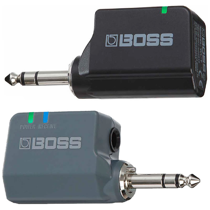 BOSS WL-20L GUITAR WIRELESS SYSTEMケーブルと同じ感覚で使える新世代のワイヤレス　BOSS独自のワイヤレス・テクノロジーにより、音の遅れや音質劣化の心配なく、超高品質で安定した信号伝送を実現します。また筐体は非常にコンパクトで、面倒な接続設定も一切不要、ケーブルと同じ感覚で誰でも簡単にワイヤレス・システムを導入できます。　ライブや友人とのセッション、自宅での演奏など、様々な場面で、ケーブルを一切気にすることのないストレス・フリーな演奏環境を実現します。また、ライブでのサウンド・チェック時には客席から自分のサウンドを確認、本番中も自由に動き回り、他のバンド・メンバーやオーディエンスも巻き込んだ、今まで以上にダイナミックで楽しいライブ・パフォーマンスが可能です。エレアコやアクティブタイプのギター、ベース、エアロフォンAE-10などにはWL-20L　WL-20Lの基本機能はWL-20と同じですが、ケーブル・トーン・シミュレーションが搭載されていません。そのためプリアンプを内蔵したエレクトリック・アコースティック・ギターや、アクティブ・タイプのピックアップ（電池が必要なピックアップ）を搭載したギターやベース、さらにはショルダー・キーボードやローランドのエアロフォンのように出力がライン・レベルの楽器など、ケーブルによる音質への影響がほとんどない楽器に最適化されています。また、ピックアップはパッシブ・タイプでもケーブル特有の音質変化が不要な場合にはWL-20Lを使用できます。製品特徴・ギターやベース、電子楽器に接続するだけで即座に使用可能なワイヤレス・システム・トランスミッターをレシーバーに約10秒間ドッキングさせるだけで、自動で最適なワイヤレス接続を確立・BOSSが独自に開発したワイヤレス・テクノロジーにより、高音質で安定した接続を2.3msの超低レイテンシーで実現（伝送範囲：15m ※使用場所の状況により変動）・最大12時間の連続使用が可能な充電式内蔵バッテリー(※フル充電時には最大でトランスミッター約12時間、レシーバー約10時間の使用が可能)・汎用USBアダプター（5V/500mA以上）で簡単に充電可能・スペアとしてトランスミッターWL-Tを別売どのようなギターで使用できますか？以下のギターには対応しておりません。 ■下記のタイプの機器では、仕様が制限されます。・OUTPUT 端子がステレオ標準タイプ（TRS 標準タイプ）の機器※L側（Tip 側）の信号のみ出力されます。 ■下記のタイプのギターには対応しておりません。・取り付けジャック部分に、トランスミッターを取り付けるための空間（直径 18.5mm、深さ 5mm の円柱状の空間）が確保できないギター ●電気的な配線仕様が特殊なギター → 一部のアクティブ・ピックアップ搭載ギターギターのアクティブ回路で、一般的な TRS ジャック出力の配線方法は、Tip＝オーディオ、Sleeve＝グラウンド、Ring がバッテリー・グラウンド用です。稀にこの Ring と Sleeve が逆に配線されているギターがあり、その場合は、ギターのアクティブ回路が正しく動作しません。●YAMAHA サイレント・ギター → 電気的な配線仕様のため動作しません。仕様概要主な仕様（レシーバー）無線通信フォーマット:BOSS独自方式によるデジタル・オーディオ無線キャリア周波数:2.4GHz最大同時使用チャンネル数:14（使用場所の状況により変動）伝送範囲見通し:15m（使用場所の状況により変動）レイテンシー:2.3msダイナミックレンジ:110dB以上周波数特性:20Hz〜20kHz規定入力レベル:-10dBu入力インピーダンス:1MΩ規定出力レベル:-10dBu出力インピーダンス:1kΩ推奨負荷インピーダンス:10kΩ以上インジケーター:POWERインジケーター（バッテリー・チェック兼用）、RECEIVEインジケーター接続端子:　出力端子：TRS標準タイプ　TRANSMITTER端子：TRS標準タイプ　DC IN 5V 端子：USB マイクロBタイプ電源:充電式リチウム・イオン電池、DC IN 5V端子より取得消費電流:　ワイヤレス動作時：60mA　充電時：500mA電池の充電時間:　レシーバーのみの充電：約3時間　トランスミッターと同時充電：約4時間電池による連続使用時間約:10時間(※使用状態によって異なります)付属品:取扱説明書、「安全上のご注意」チラシ、トランスミッター、充電用マイクロUSBケーブル※、保証書、ローランド ユーザー登録カード※充電には、市販のUSB ACアダプター（5V/0.5A以上）が必要です。サイズ:幅87×奥行25×高さ38(mm)重量:60g主な仕様（トランスミッター（WL-T））規定入力レベル:-10dBu（1MΩ）インジケーター:BATTERY接続端子:　入力端子：TRS標準タイプ　DC IN 5V 端子：USB マイクロBタイプ電源:充電式リチウム・イオン電池、DC IN 5V端子より取得消費電流:350mA電池の充電時間:　トランスミッターのみの充電：約3時間　レシーバーと同時充電：約4時間連続使用時間:約12時間サイズ:幅87×奥行22×高さ36(mm)重量:43g関連タグ：ボス ワイアレス ワイヤレス WL20 WL-50 WL-20 WL-20L仕様詳細・対応動作要件は、本製品メーカーサイト情報をご参照の上、お買い求めください。