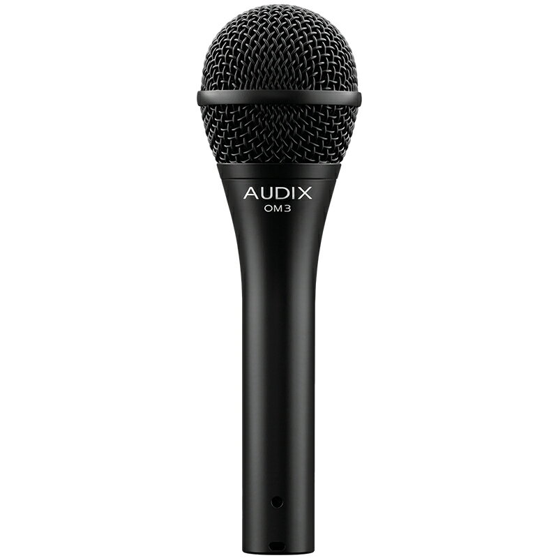 AUDIX OM3中〜大規模のPAシステム用に、非常にクリアで正確な多目的ボーカル&楽器用マイク　OM3はライブからスタジオまで幅広く使用可能なダイナミック・マイクです。　様々な音があふれている環境下でも的確にヴォーカルの声を拾うために最適なセッティングを施したハイパー・カーディオイド・タイプのカートリッジを搭載。50Hzから18kHzまでの幅広い周波数特性とVLMダイヤフラムによりナチュラルで正確なマイキングを実現しました。　また、高い音圧にも対応できるよう、最大144dBのSPLに設定されているため、歪みにくく、クリアな音質が得られます。低音域の優れた近接効果と専用設計された中音域のサウンドバランスにより、妥協のない最高のパフォーマンスを発揮することができます。　音のバランス、耐久性の高さ、快適な操作性、など様々なスペックを誇るハイコストパフォーマンスモデルです。　OM3の外装は亜鉛ダイキャスト・ボディ、ブラックE-coatフィニッシュ、スチール製メッシュ・グリル、金メッキXLRコネクター仕様です。特徴・ライブ、リハーサル・ルーム、ホームスタジオなど、様々なシチュエーションでご使用可能・ステージでのソロパフォーマンスに最適・高音圧レベル対応・VLMダイヤフラム・システム・米国で設計、機械加工、組み立て、テスト済み用途・リードボーカル、またはバッキングボーカル・ライブ・レコーディング・ブロードキャスト・ホームスタジオレコーディング、ボーカル、または楽器・管楽器、ギター、フルート、パーカッション、ドラム仕様タイプ:ダイナミック周波数特性:50Hz - 18kHz指向性特性:ハイパー・カーディオイド出力インピーダンス:290ohms感度:1.6mV/Pa @1kダイヤフラム・タイプ:VLM Type Bオフ・アクシス:＞25dB最大音圧レベル:≧144dB電源:Noneコネクター:3-pin XLRm極性:　1-グランド　2-ホット　3-コールド素材/フィニッシュ:亜鉛ダイキャスト/ブラックフィニッシュ重量:307g長さ:176mm同梱物:　MC1 - ナイロン製マイク・クリップ　P1 - キャリングポーチ関連タグ：ボーカル ダイナミックマイク オーディックス仕様詳細・対応動作要件は、本製品メーカーサイト情報をご参照の上、お買い求めください。