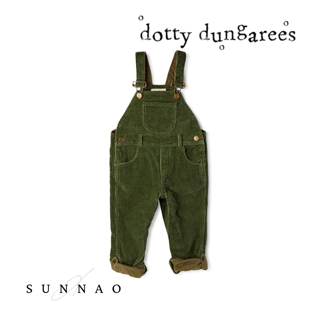 【Dotty dungaree】 Khaki Chunky Cord Dungarees
