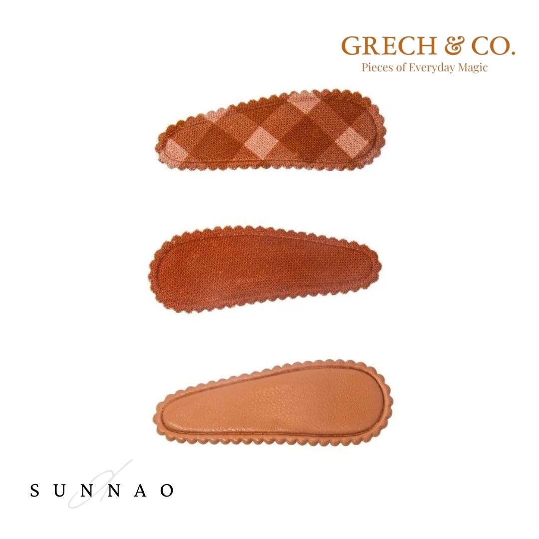 楽天SUNNAO楽天市場店＜GRECH&CO.＞ FABRIC SNAP HAIR CLIPS - SUNSET GINGHAM
