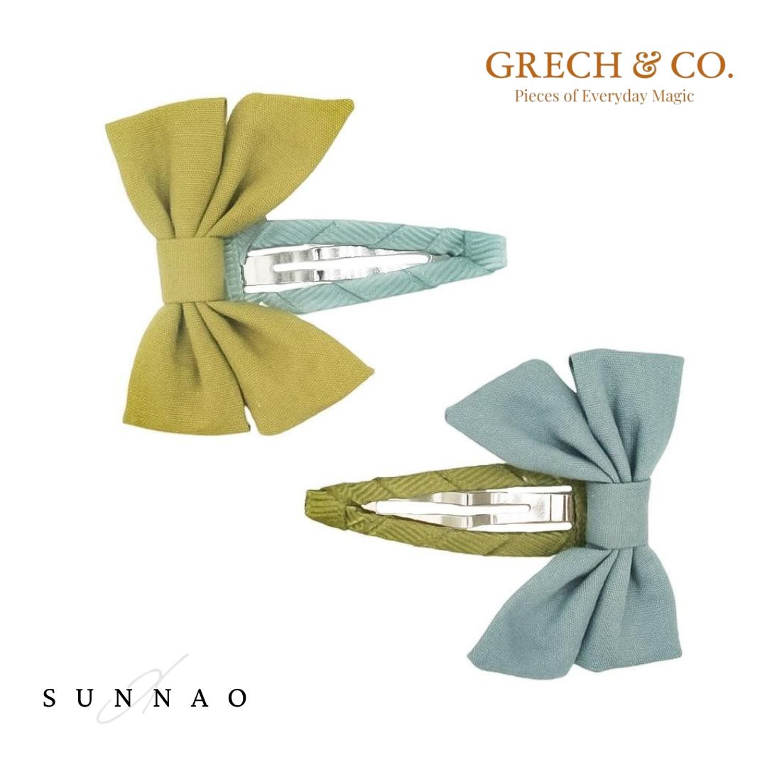 GRECH&CO. FABLE BOW CLIPS - CHARTREUSE, SKY BLUE