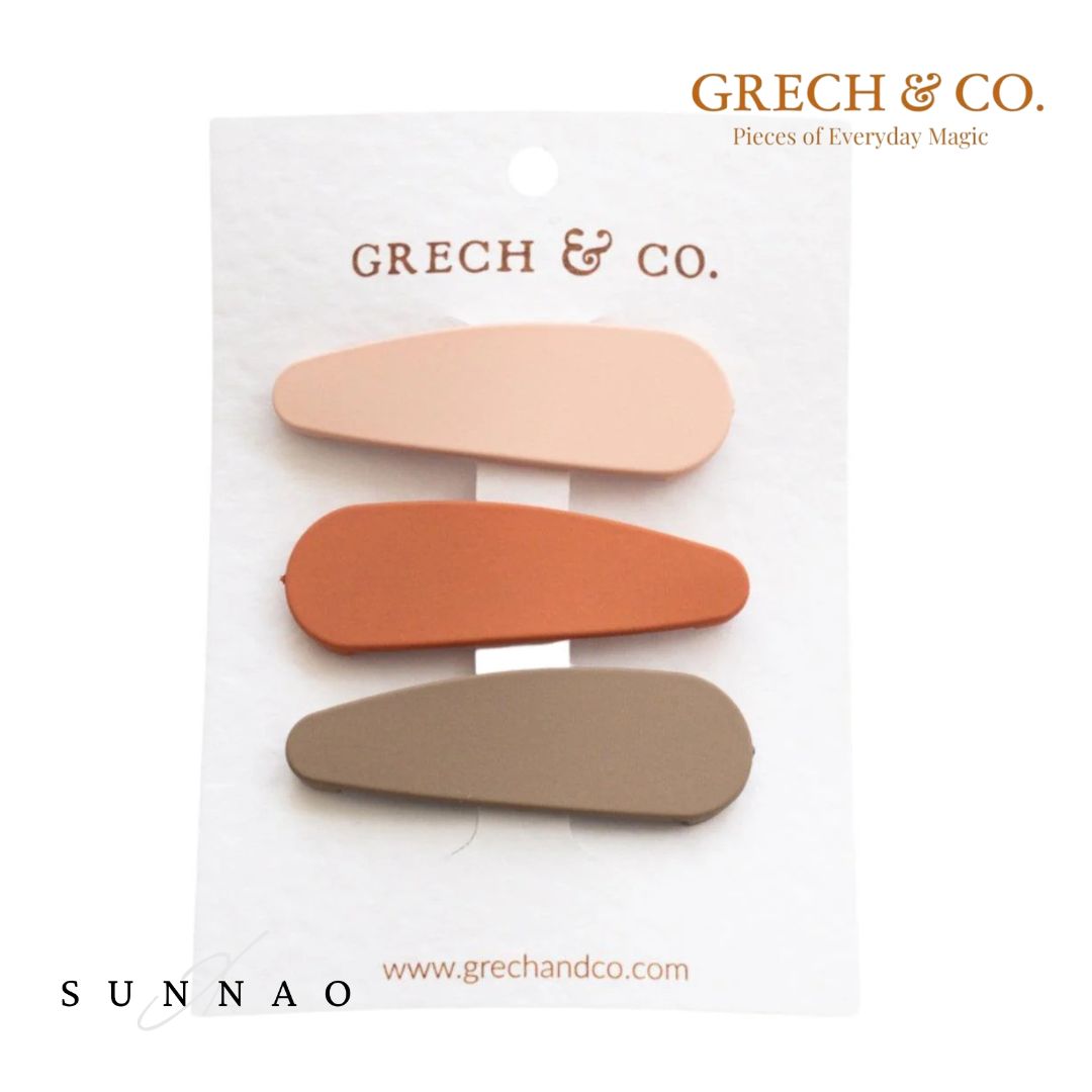 GRECH&CO. MATTE HAIR CLIPS - STONE + SHELL + RUST