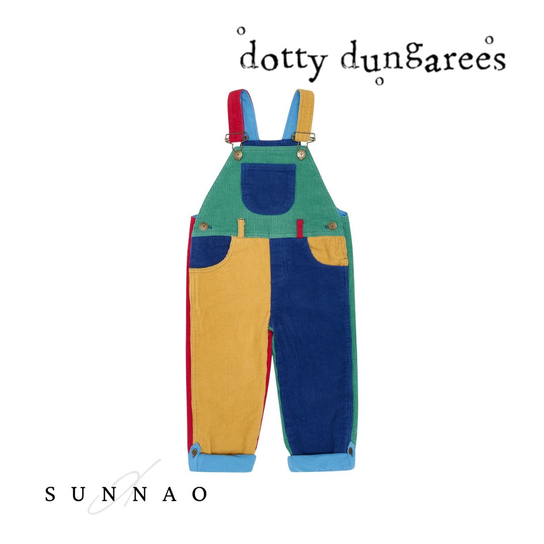 ＜Dotty dungaree＞ Patchwork Chunky Cord Dungarees