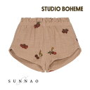 <STUDIO BOHEME PARIS> SHORTS GEORGETTE - NOUGAT / TOMATO