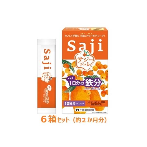 期間限定ポイント10倍!6/4 20時〜※要エントリーサジージュレ 1日分の鉄分 15g×10本入り×6箱 約2か月分 サジー果汁配合 健康補助食品 井藤漢方 マンゴー サジー