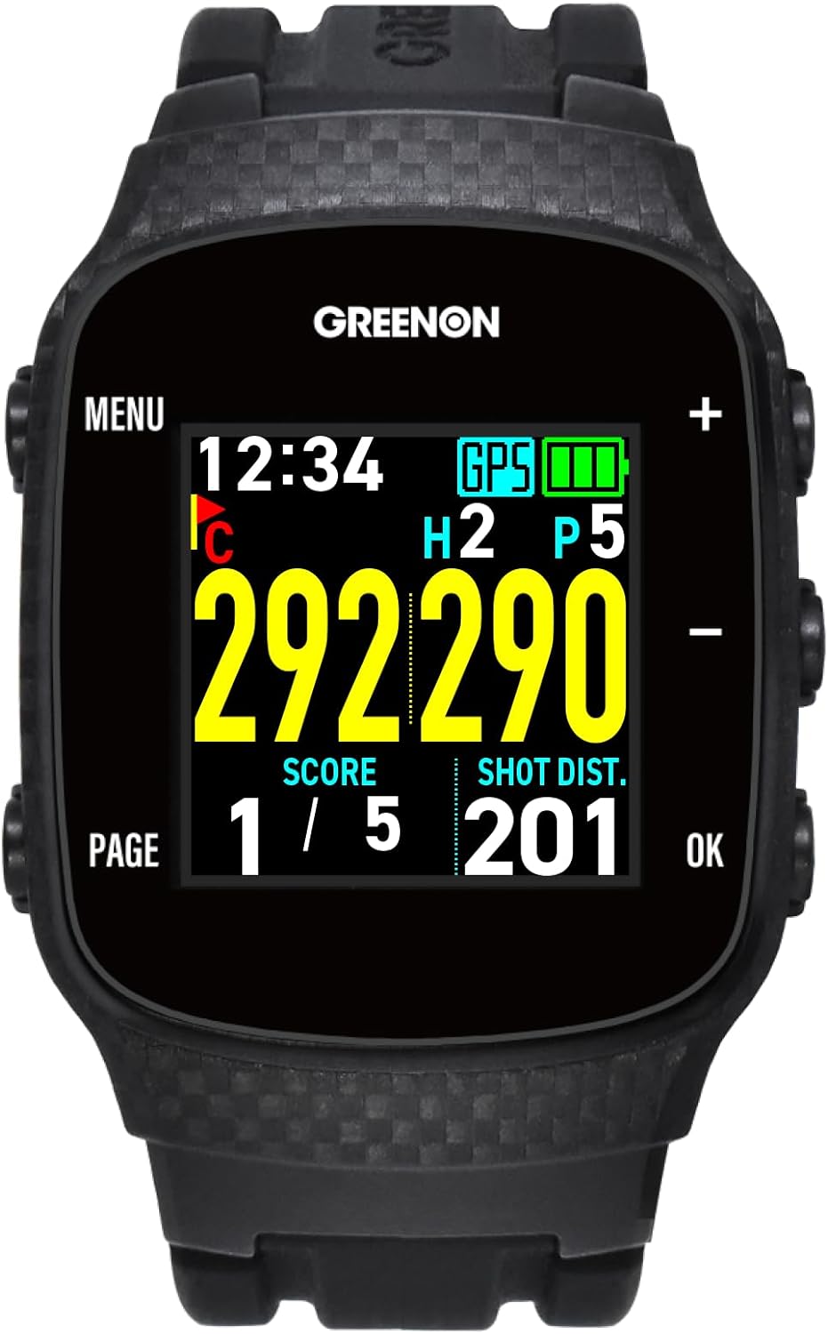 グリーンオン GreenOn GN101 THE GOLF WATCH （ザ・ゴルフウォッチ） ブラック みちびきL1S対応 GPS型距離計 腕時計 シンプル おしゃれ