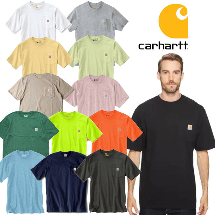 カーハート Tシャツ メンズ カーハート Tシャツ K87 メンズ レディース ユニセックス CARHARTT Workwear Pocket SS Tee ワークウェア ポケット ショートスリーブ T ポケット付き 半袖 定番 ホワイト ブラック ネイビー グレー ブラウン グリーン ピンク ライム ブルー ベージュ 送料無料 楽天 メール便