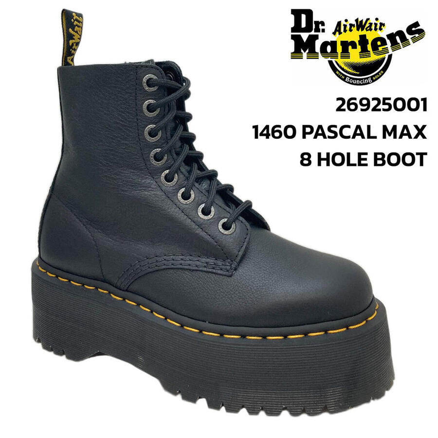 楽天サニーブルードクターマーチン Dr.Martens レースアップ ブーツ 26925001 1460 PASCAL MAX 8HOLE BOOT 1460 パスカル マックス 8ホール ブーツ エアウェア レディース BLACK ブラック 黒 厚底 本革 レザー 人気 モデル 楽天 通販 あす楽 正規品 送料無料