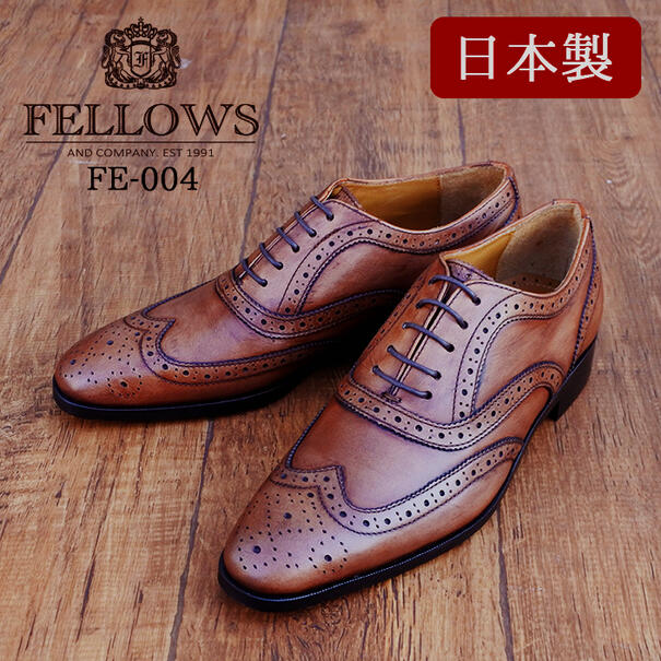 FELLOWS フェローズ Wing Tip Oxford ウイングチップ オックスフォード FE-004 メンズ ビジネスシューズ ドレスシューズ ブローグ 革靴 皮靴 紳士靴 通勤 通学 卒業 入学 入社 就活 結婚式 3色…