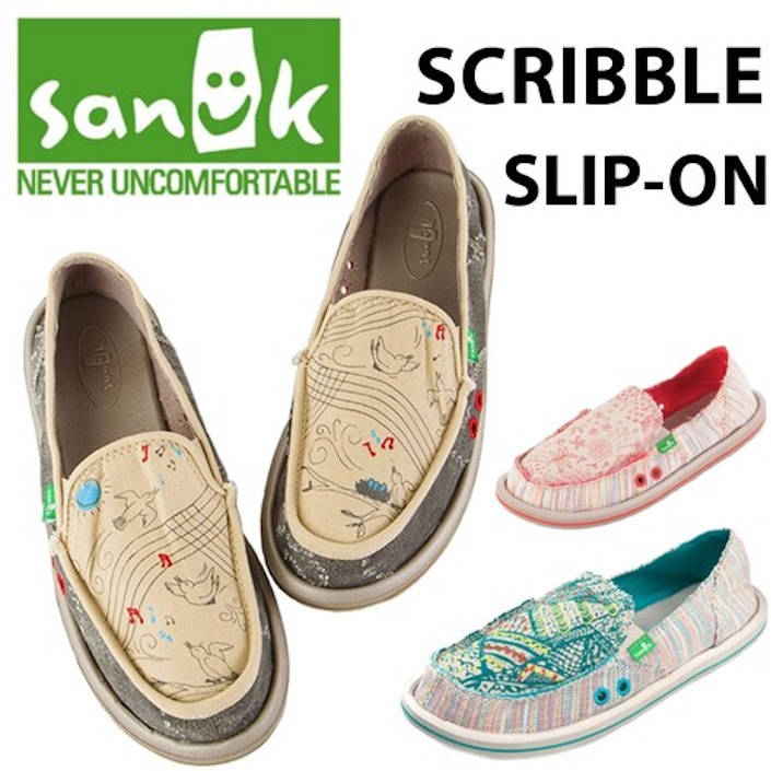 SANUK サヌーク W SCRIBBLE SLIP-ON スクリブル スリッポン SWF1004 レディース シューズ スリップオン おしゃれ 春コーデ 楽天 あす楽..