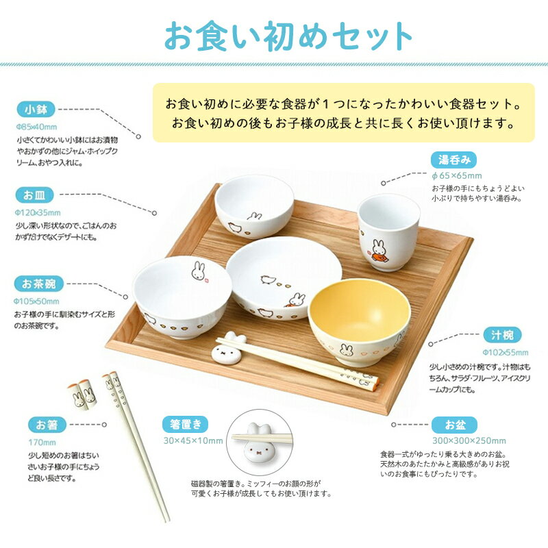 食器セット イングレーズ ミッフィー お食い初めセット miffy 100日 子供 キッズ ベビー 食器 ギフトセット 出産祝 内祝 誕生日 お食い初め 男の子 女の子 お椀 お茶碗 お皿 プレート 小鉢 小皿 箸 箸置き コップ