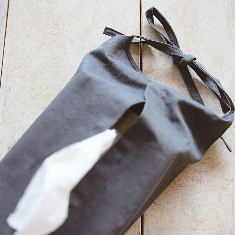 【お買い物マラソンポイント2倍】ティッシュケース ティッシュボックスケース おしゃれ かわいい 吊り下げ 壁掛け ティッシュカバー ティッシュボックスカバー 箱なしティッシュ ソフトパック ナチュラル リネン風 布 ベージュ ブラック リボン 紐 [2]