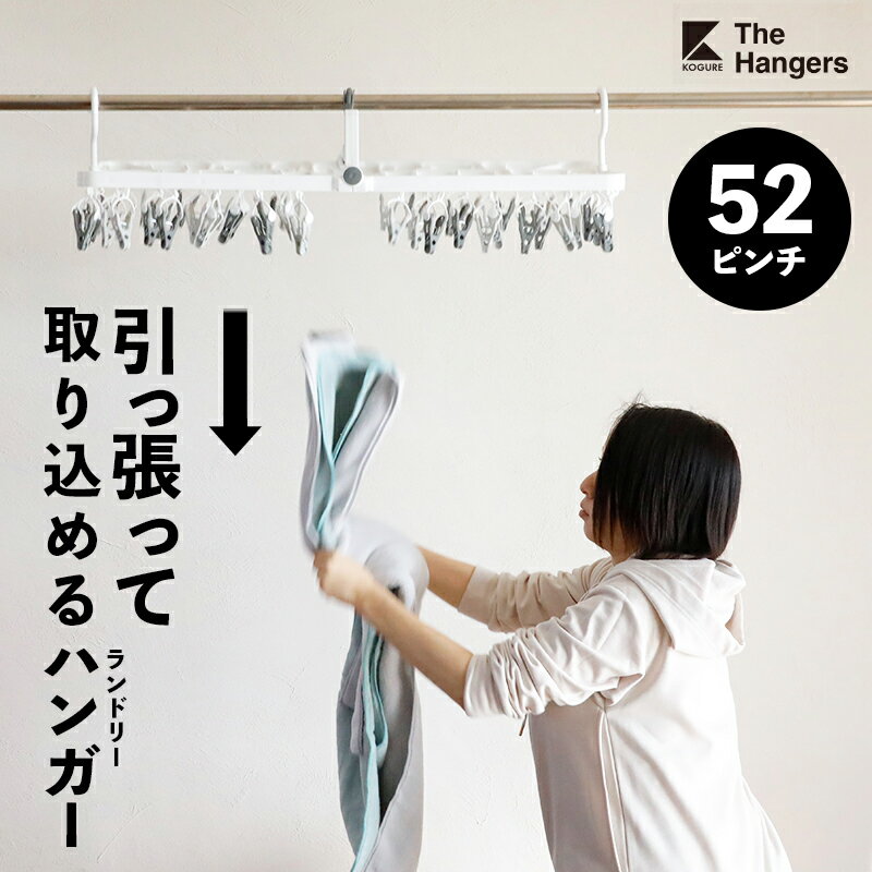 父の日ラッピング実施中 52ピンチ ピンチハンガー 引っ張る ひっぱるだけ ランドリーハンガー 物干し 洗濯 洗濯ばさみ 洗濯バサミ 洗濯物干し 角ハンガー 傾かない ズボラ 楽々 簡単