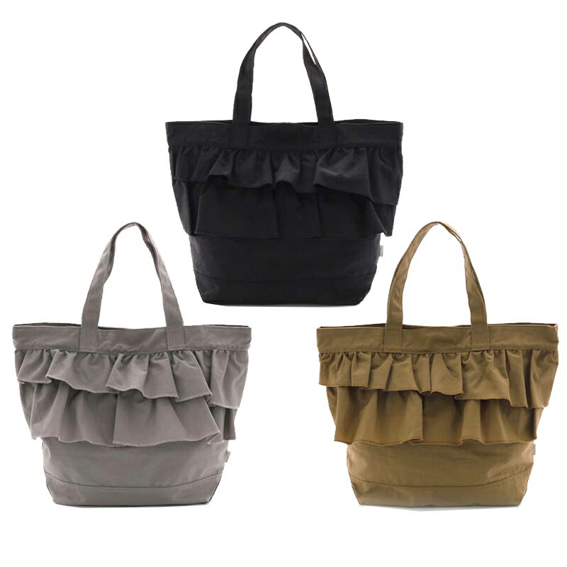 ＼ラッピングOK!／ OCEAN&GROUND FRILL BAG レッスンバッグ ナイロン 女の子 オーシャンアンドグラウンド フリル トートバッグ ブラック グレー ブラウン 茶色 ベージュ ネイビー 紺色 無地