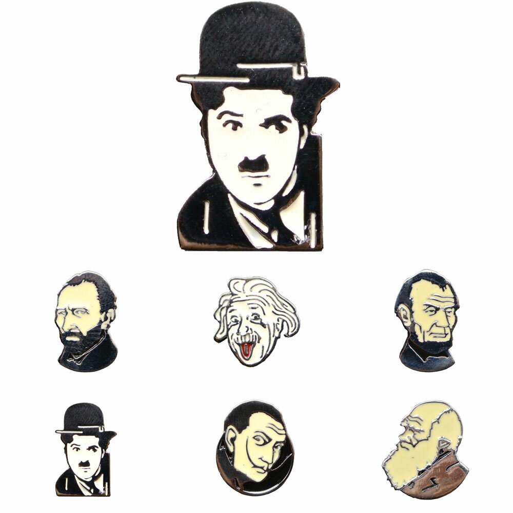 メール便送料無料！ピンバッジ　ラペルピン　バッジ　ピンズ　ブローチ　MUSTACHED GREAT MEN PINS ひげ 偉人 ピンバ…