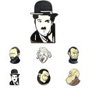 メール便送料無料！ピンバッジ　ラペルピン　バッジ　ピンズ　ブローチ　MUSTACHED GREAT MEN PINS ひげ 偉人 ピンバッジ ゴッホ チャップリン リンカーン ダーウィン アインシュタイン ダリ　オリジナル