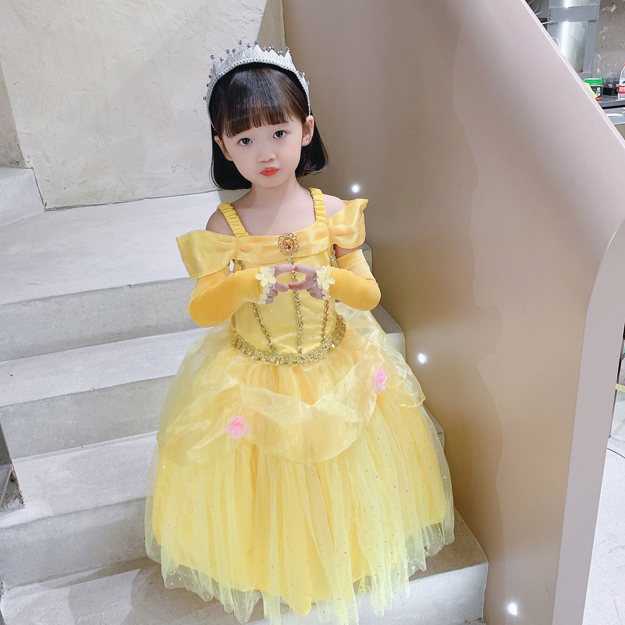 2点セット 子供 ベル風 ドレス グローブ付き...の紹介画像2