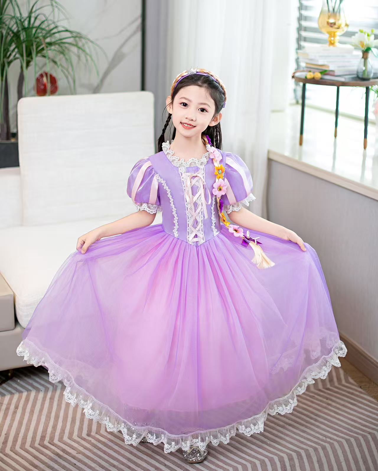 子供 プリンセス ドレス キッズ チュール ワンピース お姫様 人魚姫 衣装 キッズ コスチューム 女の子 仮装 マーメイド風 コスプレ ラプンツェル風 衣装 発表会 誕生日 ギフト ハロウィン プレゼント クリスマス ピンク 100-130 sunnyland-10000064 サニーランド サンプル画像2