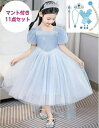 11点セット プリンセス ドレス 子供服 アナ雪 エルサ風 ロング マント付き ワンピース お姫様 衣装 キッズ コスチューム ヘア飾りギフト コスプレ キッズ 衣装 発表会 誕生日 ジュニア ギフト ハロウィン プレゼント クリスマス 半袖 100-140(4)